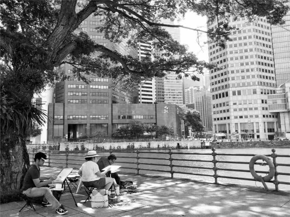 一群人在公园的椅子上描述已自动生成